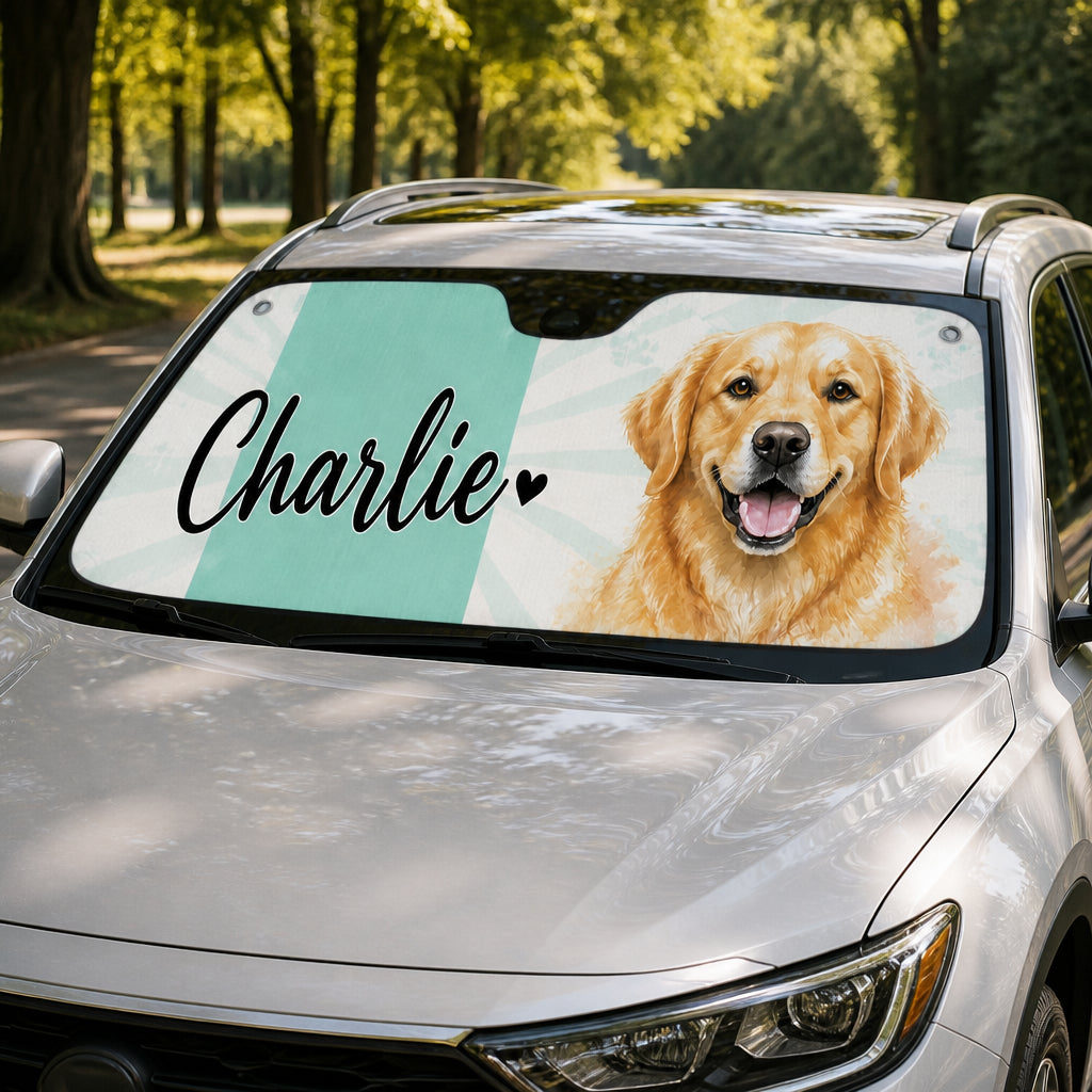 Custom Dog Name Auto Sun Shade – Watercolor Pup - Personalized Auto Sun Shade d465ebfb-5463-4050-a39f-8a24d209aea0.jpg