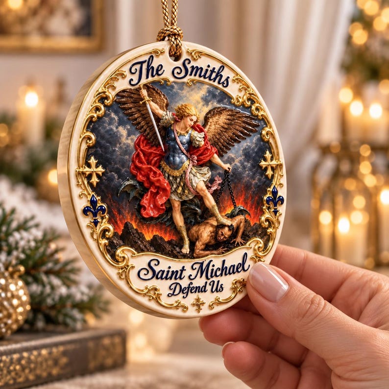 Personalized Saint Michael Ceramic Ornament: Custom 3D Archangel Relief, Special Gift for Mythology Enthusiasts d46e892c-7f35-4b68-a464-c8e0fdd6fcc7-bh1.jpg