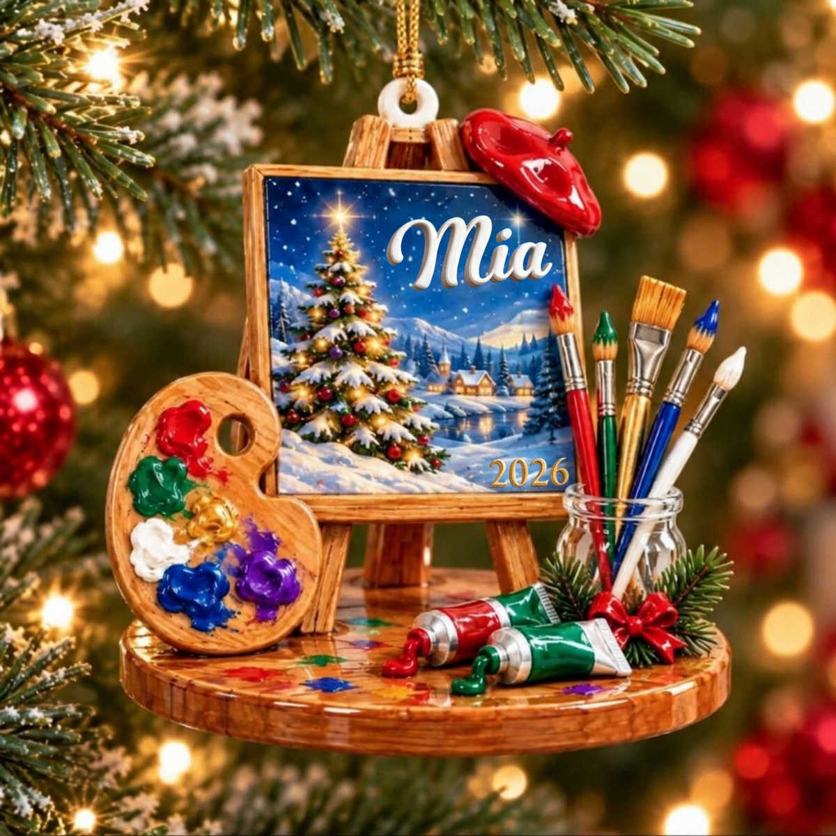 Personalized Artist 3D Relief Acrylic Ornament, Custom Name Painter Christmas Ornament, Art Lover Gift, Paint Palette Easel Holiday Keepsake d48f3d03-ef07-4a25-80b7-ed3be90b90af-6.png