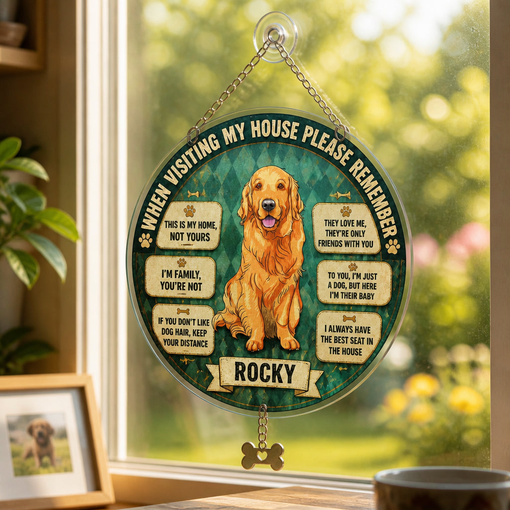 Dog House Rules Doormat – Custom Pet Portrait & Name - Personalized 1 Layered Suncatcher with Charm d493f6eb-ec47-4721-ba1e-ecd1d17e4c54.jpg