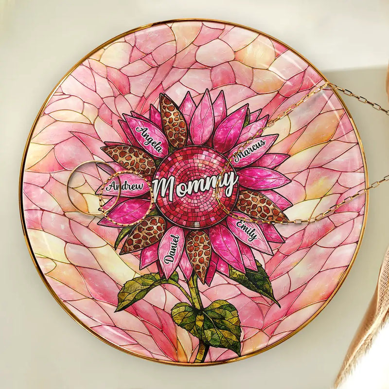 Nana Auntie Mom Family Sunflower - Personalized Ring Dish