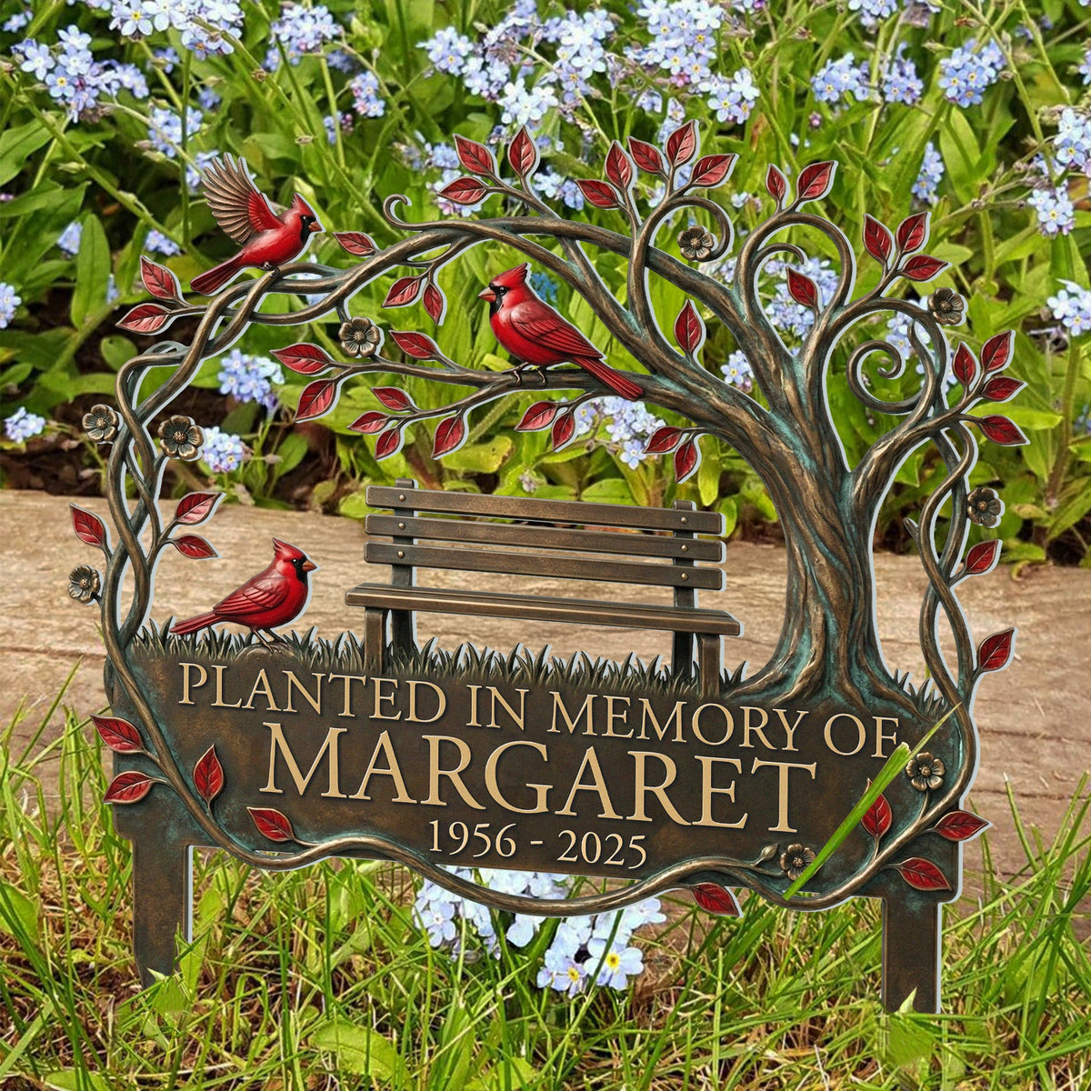 Memorial Stake Cardinal Remembrance Gift - Personalized Garden Metal Sign