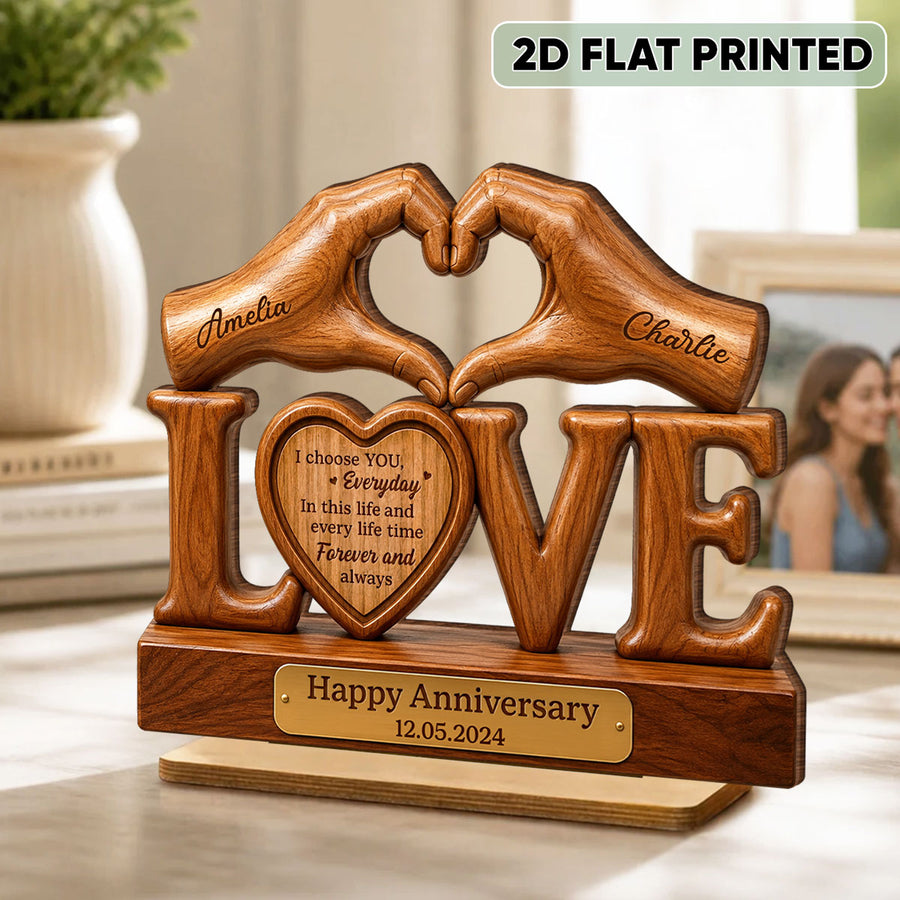 I Choose You Everyday Couple - Personalized Wooden Plaque - Heartfelt Anniversary Gift for Him, for Her