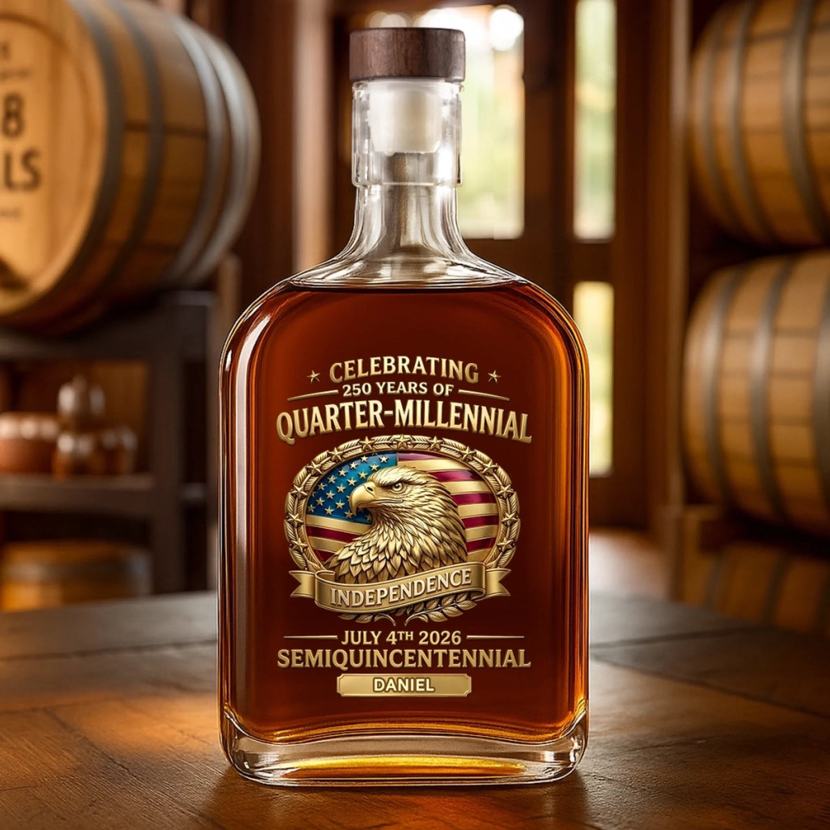 Custom Liquor Whisky Bottle - America 250th Anniversary Gifts For Women, Men - Proud Hearts Stand Tall