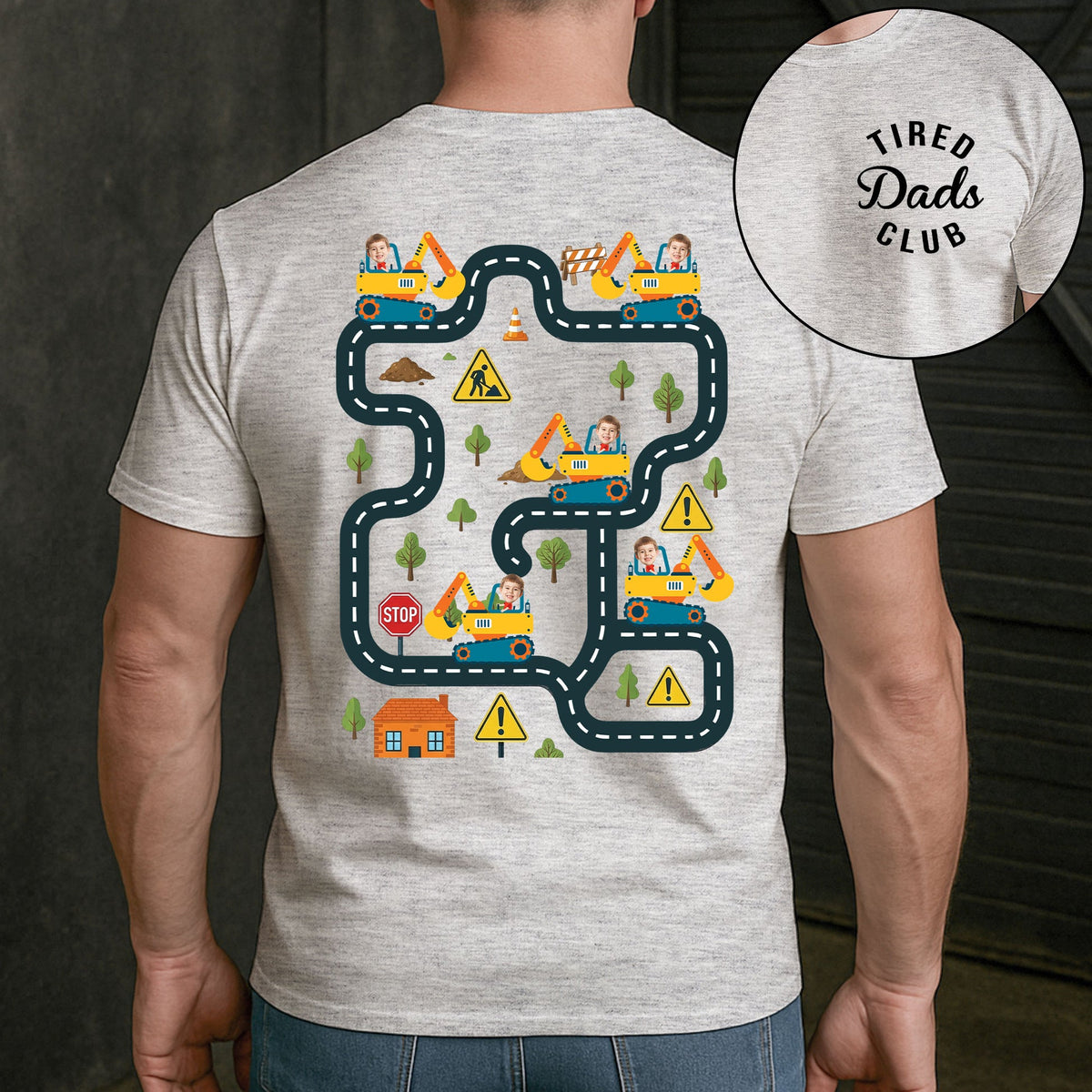 Tired Dads Club Construction Car Track Massage Funny Father Day Gifts For Dad - Personalized Shirt