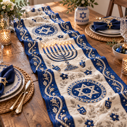 Hanukkah Quilt Table Runner, Jewish Holiday Quilt Table Decor, Menorah Star of David Runner, Judaica Dining Decor, Festival Of Lights Gift For Family d4a5fe0e-38df-4bad-9020-950e6542b876-hoa.png
