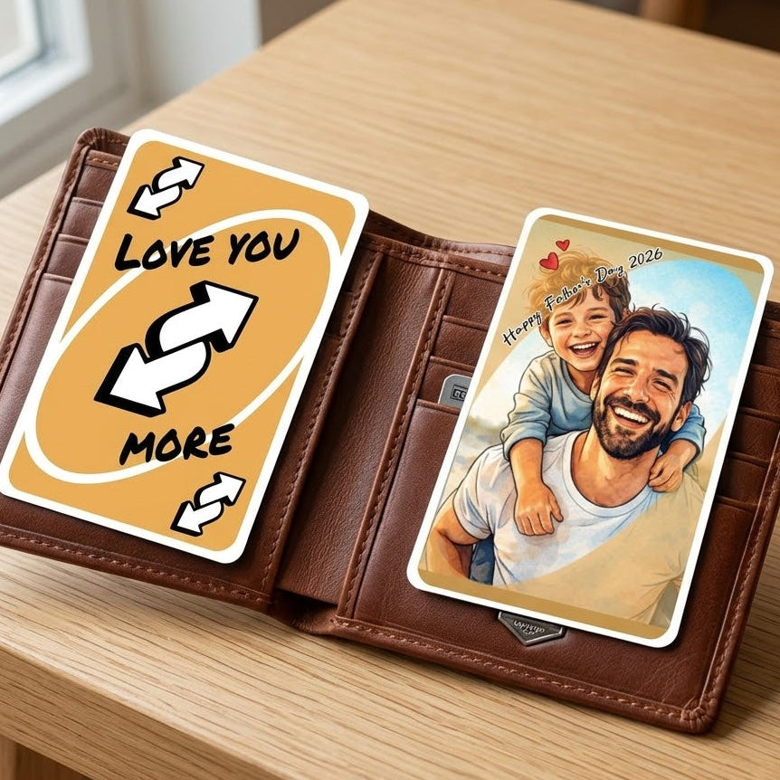 Custom UNO reverse Card for Dad, Love You More Metal Wallet Card