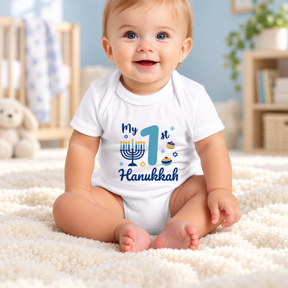 My First Hanukkah Baby Bodysuit, Jewish Holiday Shirt, Gift For Baby d4b4895e-e2e9-4390-b840-ae3aef285722-B-m-c-bodysuit-Hanukkah-trong-ph-ng-tr-.png