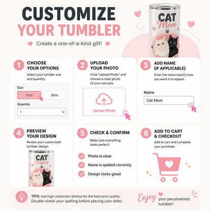 Cat Mom Tumbler — Life Is Better With Cats (2-Photo Pet Portrait) - Personalized Tumbler d4b77b07-b4f0-46fb-9735-df7cd9957a96.jpg