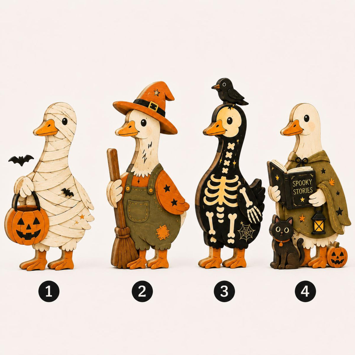 Halloween Goose Wooden Block Set, Cute Spooky Duck Shelf Decor, Farmhouse Fall Tiered Tray Accent, Witch Mummy Skeleton Home Gift Set d4c0861c-b5f0-40fe-b716-020df86bf3ee-7.jpg