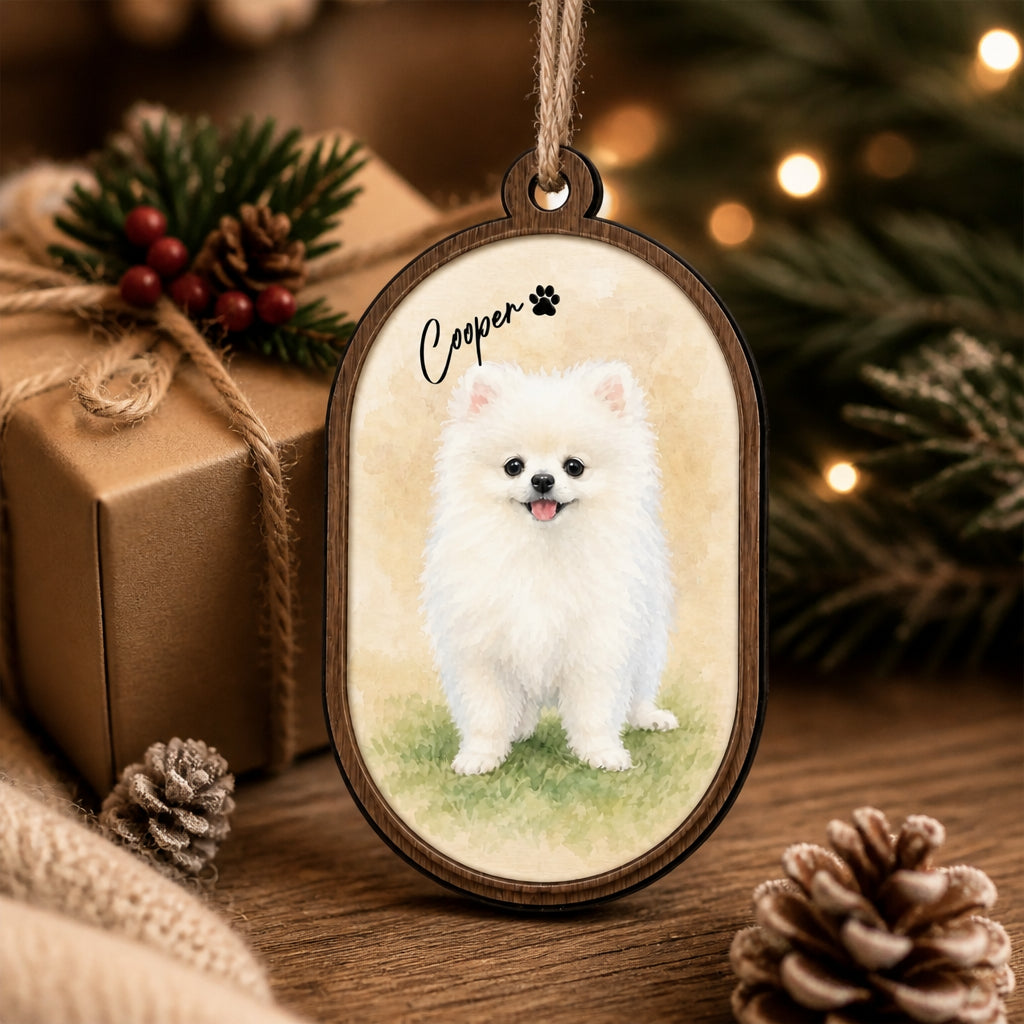 Custom Watercolor Pet Portrait Wood Ornament – Name & Paw - Personalized 3-Layered Wood Ornament d4cd0b35-5ce9-4b9f-971e-90c8768cfad4.jpg