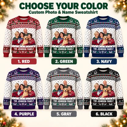 Personalized Family Photo Christmas Party Sweater ,Custom Name & Photo Ugly Xmas Sweater, Matching Holiday Outfit for Family and Friends d4eb2d66-907c-4f9b-b0ee-290e80d2cc10-Ch-n-m-u-o-n-gia-nh-Noel.png