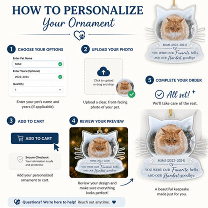 Cat Memorial Photo Ornament – Favorite Hello, Hardest Goodbye - Personalized Transparent Acrylic Ornament d4fe3765-9f1b-4bda-ae9e-4104f1bdd73b.jpg