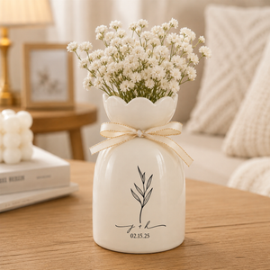 Custom Wedding Flower Vase, Engaged Vase with Date, Bride Bouquet Vase, New Engaged Couple Gift, Wedding Memorial Gift for Newlyweds