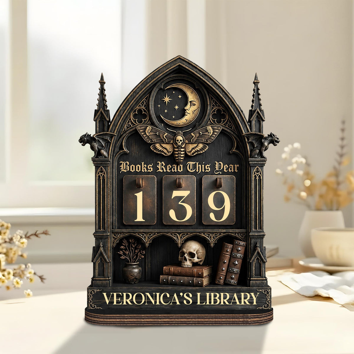 Personalized Gothic Book Tracker Sign, Books Read This Year Tracker, Dark Academia Library Decor, Custom Reader Gift, Gothic Bookshelf Decor d50e5dc1-28e6-4cce-8592-86ee29e2a382-9.jpg