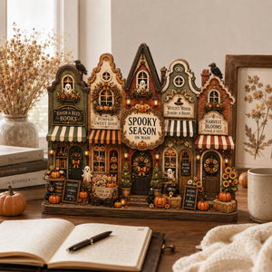 Halloween Village Wooden Block, Spooky Season Main Street Decor, Pumpkin Ghost Fall Shelf Sign, Rustic Tiered Tray Home Gift for Halloween d51a28db-187a-48e2-b0b4-685cded4f06c-3.jpg