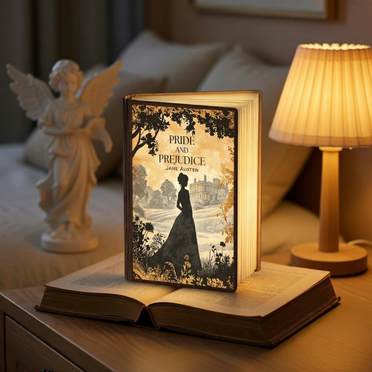 Pride and Prejudice Lamp, Jane Austen Book Lamp, Wooden Folding Book Light, Classic Novel Night Lamp, Classic Literature Decor, Bookish Gift d532d3db-0322-4cfd-9791-1b59a832751e-5.jpg