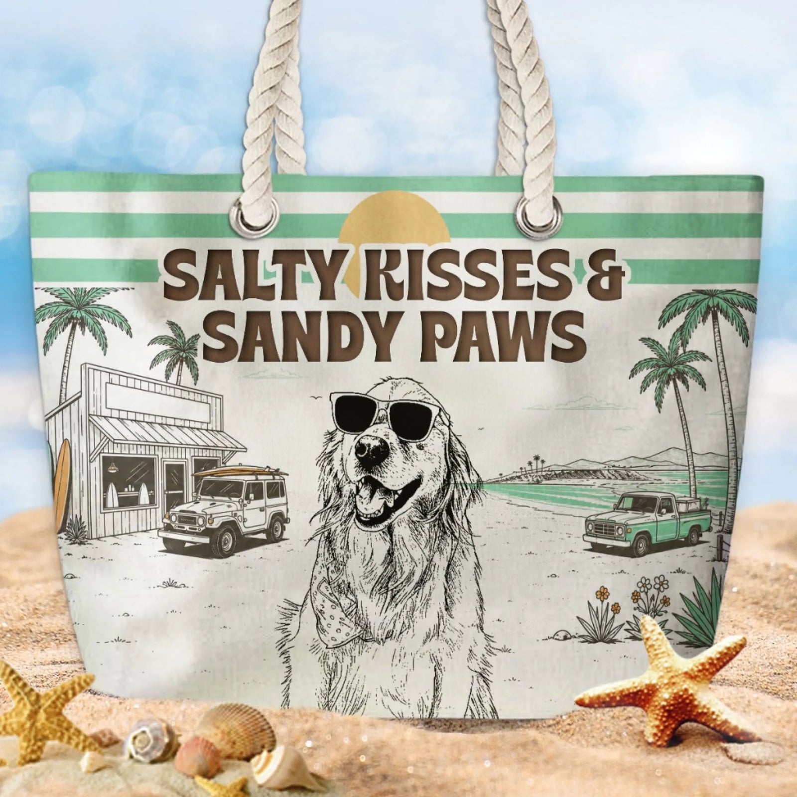 Salty Kisses & Sandy Paws - Personalized Beach Bag - Summer Gift, Beach Bag For Dog Lovers d53f3d6f-aade-4005-b99e-cd487648d187-2.jpeg