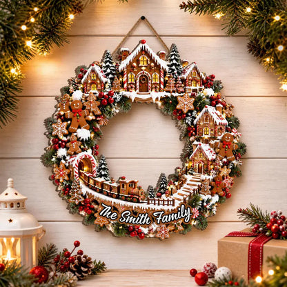 Gingerbread Christmas Wreath - Personalized Gingerbread Christmas Wreath, Candy Cane Holiday Door Wreath, Peppermint Christmas Door Decor d567c916-36f3-409f-8755-09e5c20aa02a-SDFESW-2-.webp