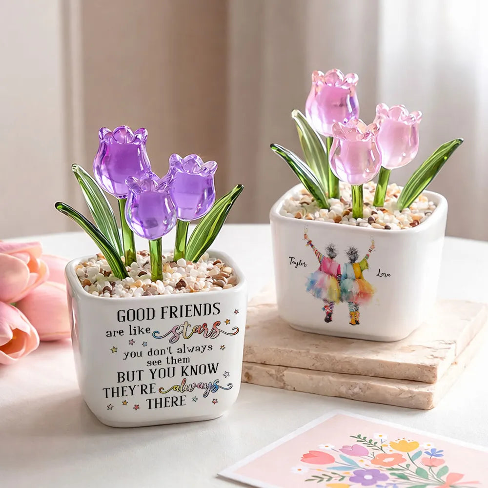 Good Friends Are Like Stars - Personalized Mini Glass Flower Pot - Gift For Soul Sister, Bestie, Friends d567d30b-cc30-4d2e-9607-8a122570937c-banner-2.webp