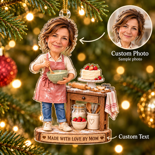 Personalized Baker Christmas Ornament – Custom Photo & Text, Mom Baking Ornament, Christmas Gift for Mom, Grandma & Baking Lovers d575dfd5-eea6-4379-9bc0-c6e999ab74ab-Custom-Mother-Baker-Christmas-Ornament.png