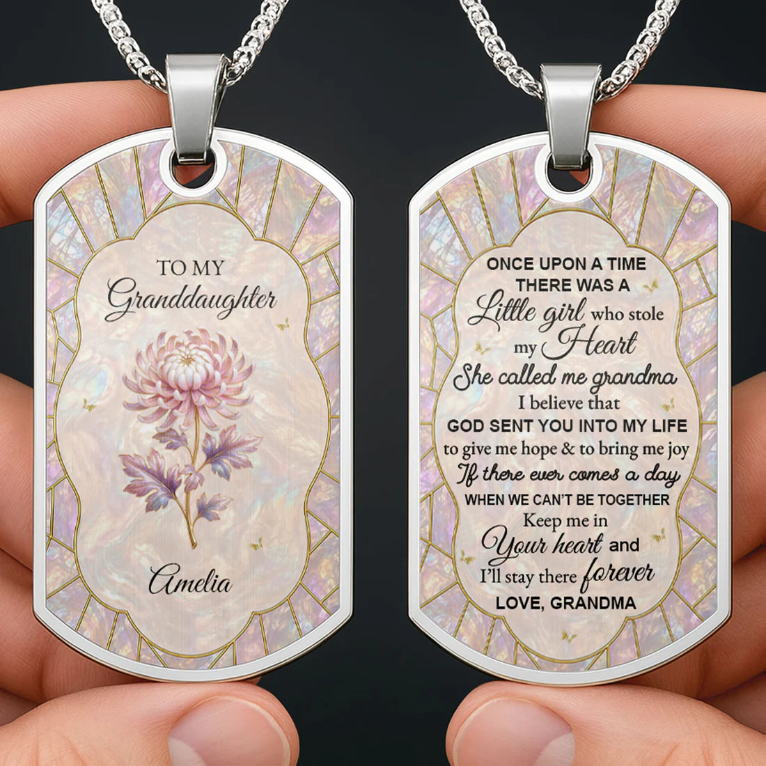 To My Granddaughter Personalized Keychain - Gift For Granddaughter and Birds lovers d5abf72e-a7da-4868-ac58-a1182a1ffc38-GDT736_DTNECK1.webp