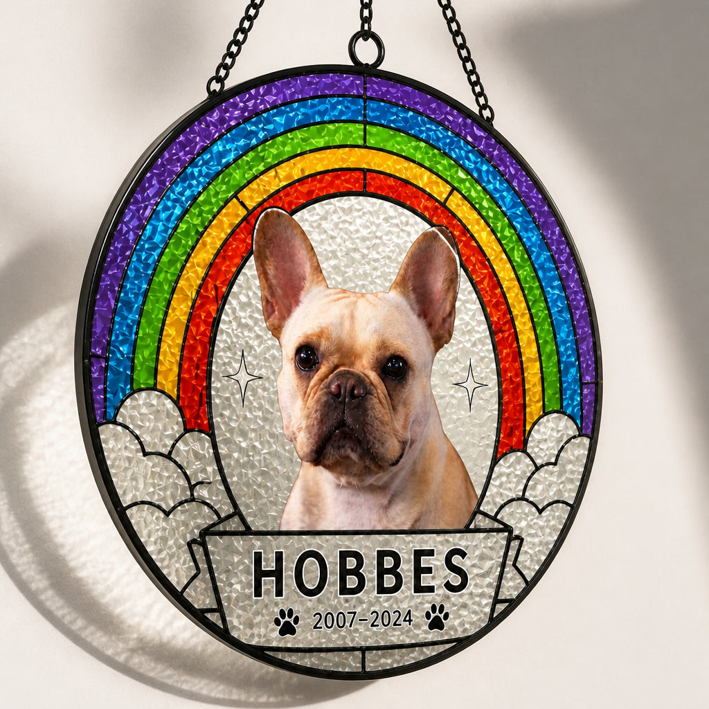 Rainbow Bridge Pet Memorial Suncatcher — Photo, Name & Years - Personalized Suncatcher Ornament d5b2219e-1312-4416-9729-13d11a8f2e16.jpg