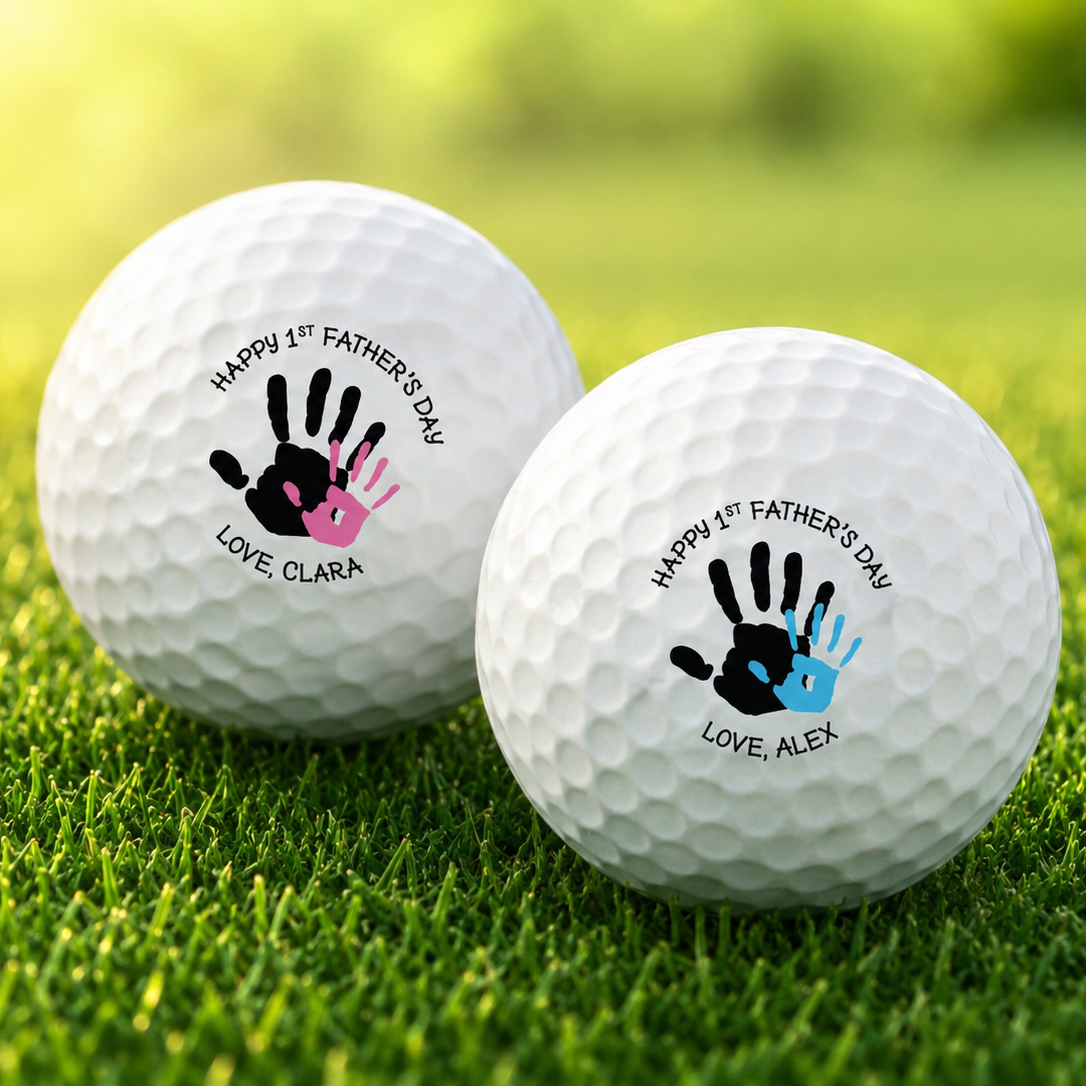 Personalized 1st Father's Day Golf Balls Custom Name & Color | Great Father's Day Gift for New Dad from Baby
