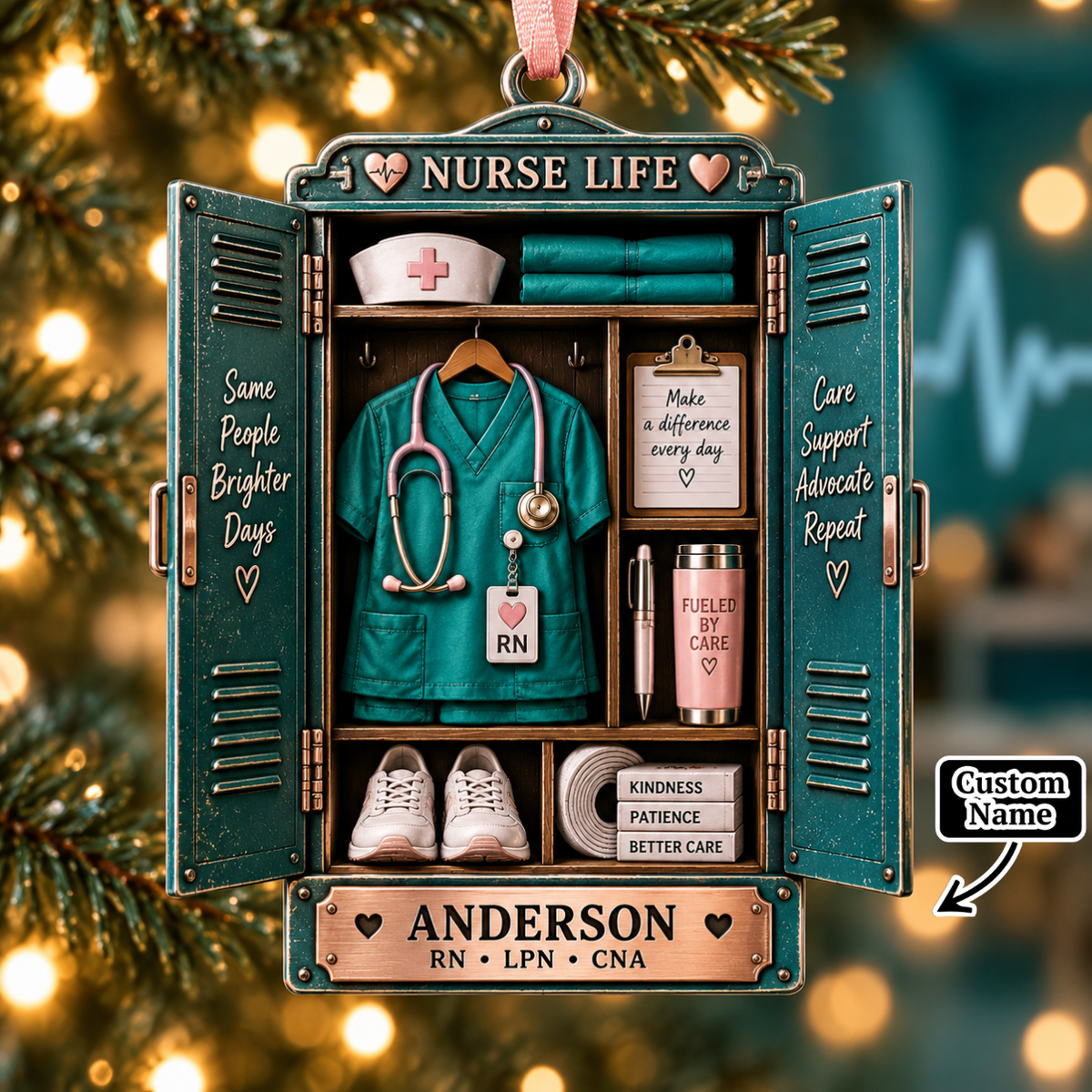 Personalized Nurse Life Locker Christmas Ornament - Custom Name RN LPN CNA Medical Tree Decor d62f0855-a76a-4c06-a402-31d7fcda24c5-mockup-annotated-1790147038080.png
