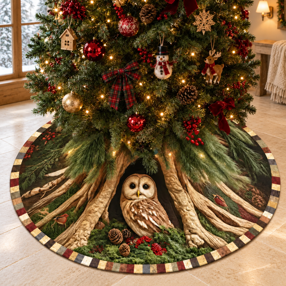 Owl Christmas Tree Skirt, Woodland Forest Tree Skirt, Rustic Christmas Decor, Owl Lover Gift, Nature Inspired Holiday Tree Decor d658f3d7-2f21-4e4c-85c5-5fb31d499835-279711b0-0906-4c42-9623-3ec035222e85.png