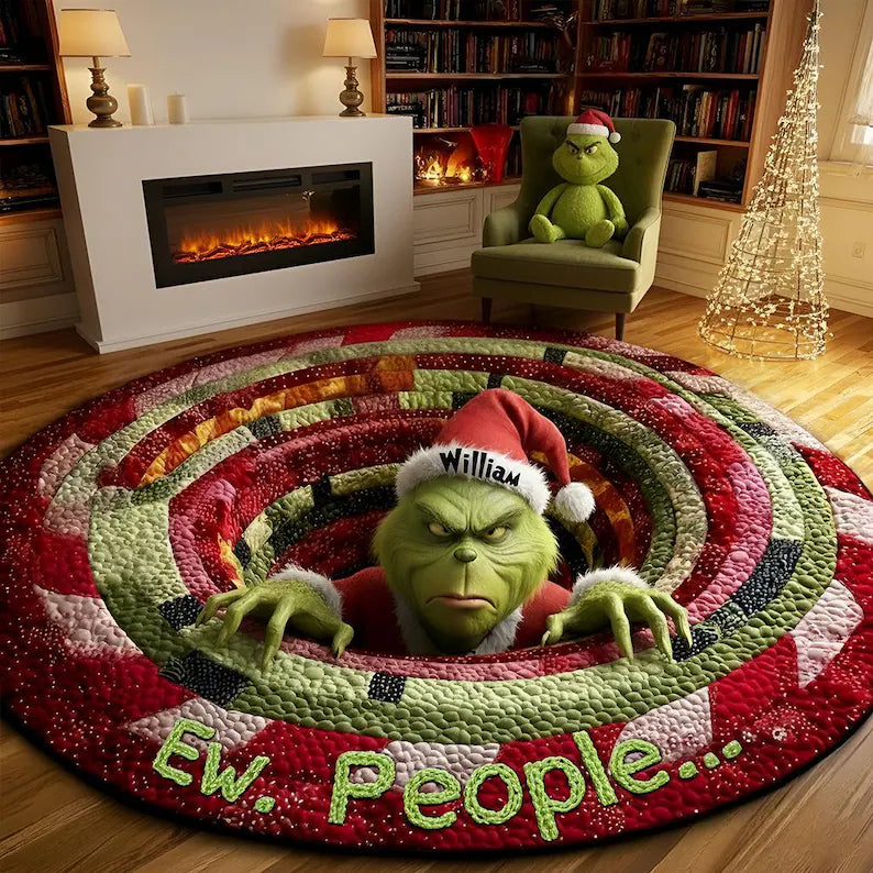 Ew People Personalized Grinch Round Mat, Custom Name Quilted Christmas Rug, Funny Holiday Doormat, Grinch Gift d65ad141-0211-46da-a963-816c19d2cd57-gfgfgf-7-.webp