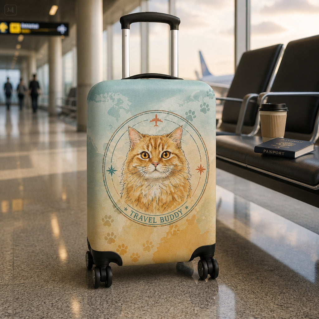 Custom Pet Portrait Luggage Cover – Watercolor Travel Stamp Edition - Personalized Luggage Cover d66d5906-bb47-4299-9aaf-bddc15a52c7d.jpg