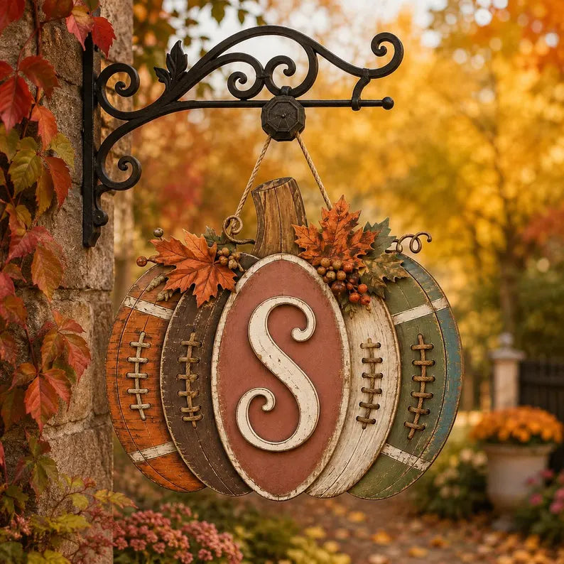 Personalized Football Pumpkin Door Hanger, Rustic Fall Wooden Monogram Sign, Farmhouse Autumn Porch Decor, GIFT 2026, Custom Initial d6724b78-219e-4b81-8d33-276daf306bfc-dsd-6-.webp