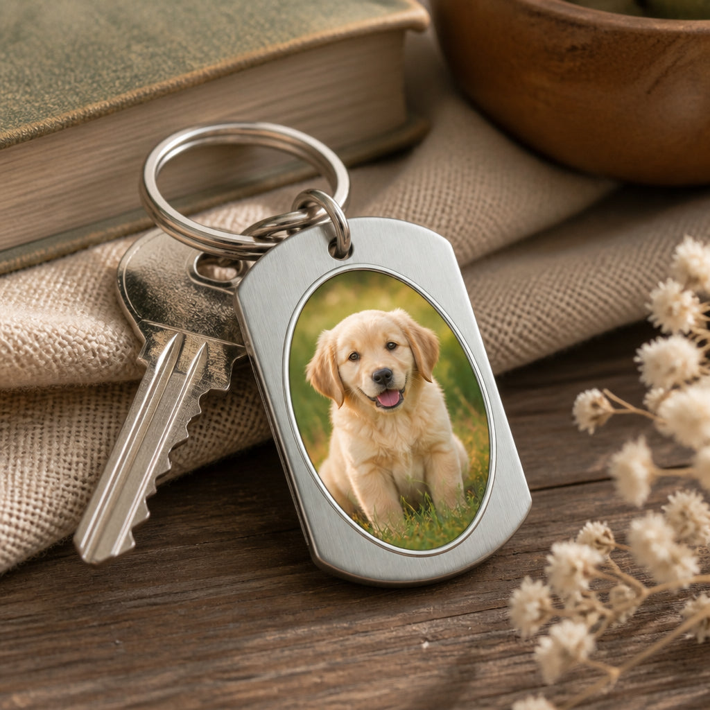 Pet Memorial Photo Keychain – Once by my side - Personalized Color Printed Stainless Steel Keychain d6b3e43e-5c32-4943-8f1c-1af2f05d2e17.jpg