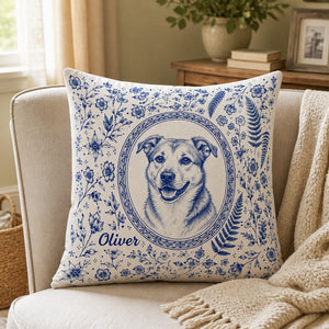 Vintage Toile Pet Cameo Pillow – Photo-to-Illustration with Name - Personalized Pillow d6f15fe5-4a93-4f80-861d-c9e9f0d54ed8.jpg