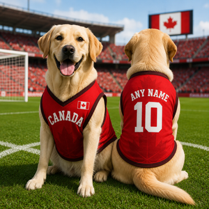Personalized Canada Pet Soccer Jersey,Custom Dog Cat Football Shirt,Name Number Puppy Sportswear
