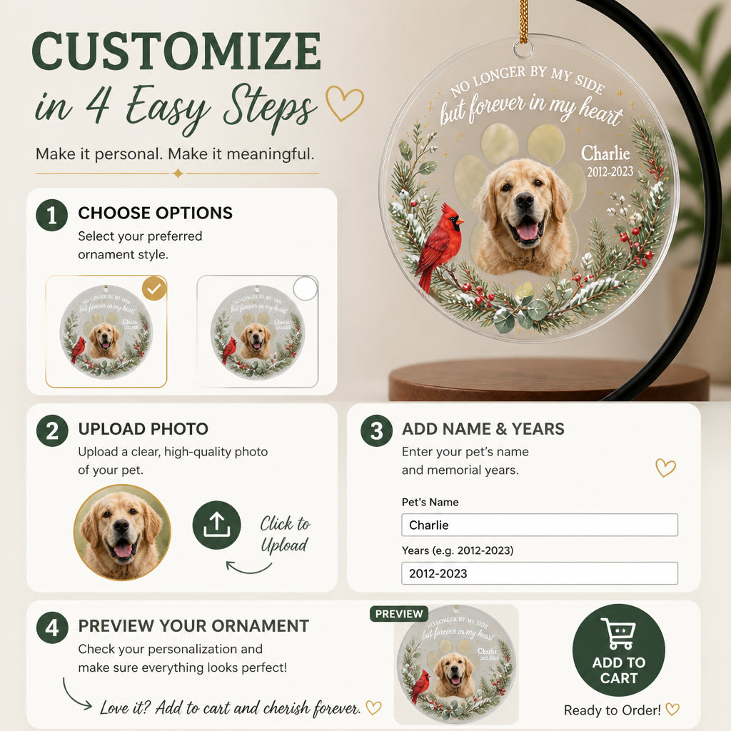 Pet Memorial Photo Ornament – Forever in My Heart (Cardinal Wreath) - Personalized Transparent Acrylic Ornament d72560c5-6703-47a0-a88d-e74d16135c69.jpg