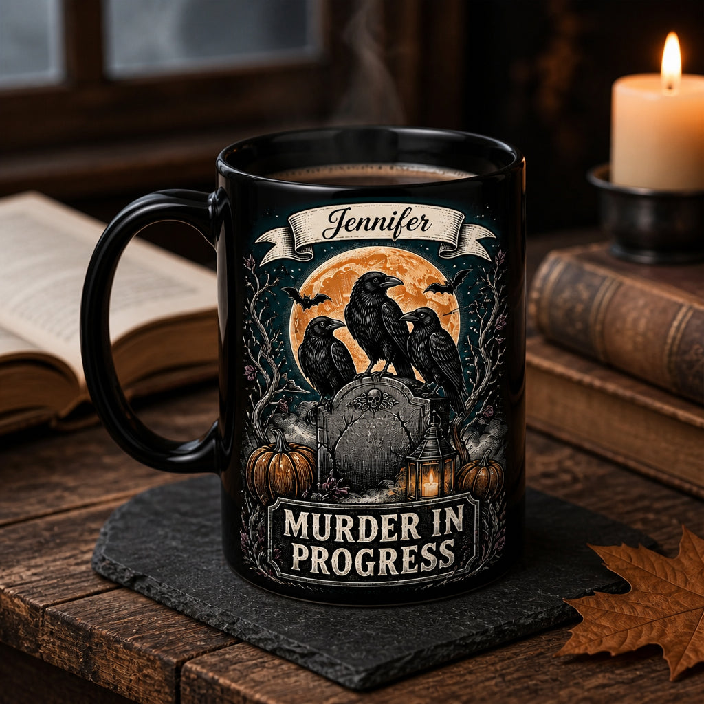 Murder In Progress Crow Mug – Personalized Name - Personalized Mug d730e9f1-18ce-4a55-8959-7361a09eb53b.jpg