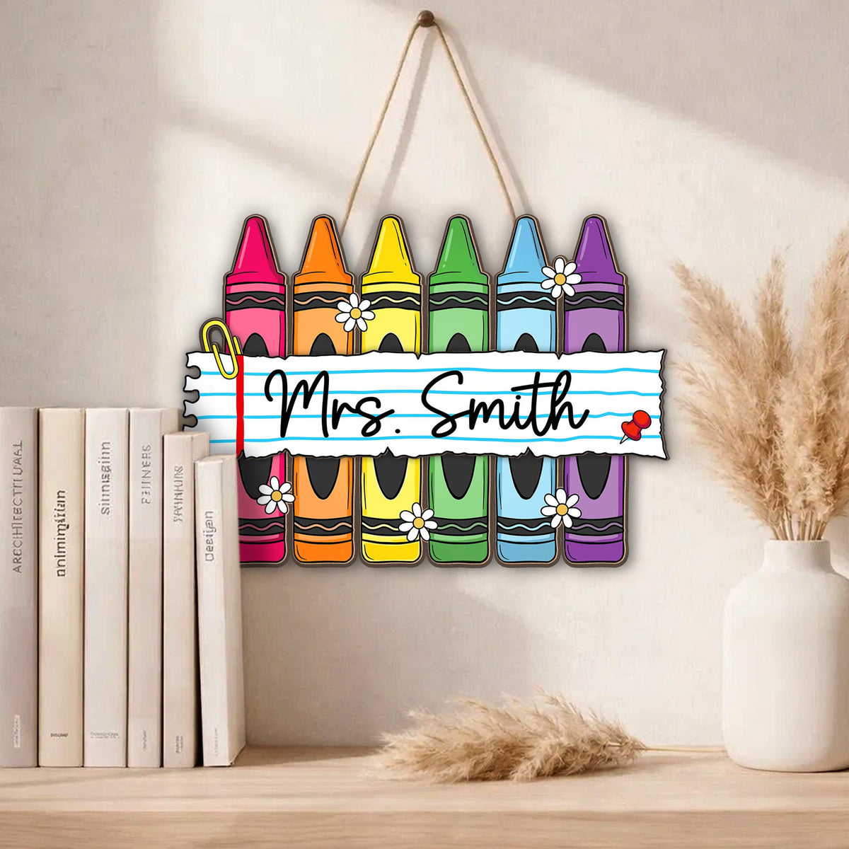 Personalized Teacher Crayon Wood Sign, Custom Teacher Name Classroom Door Sign, Teacher Appreciation Gift, Back to School Wooden Decor Sign d7390bd5-b538-4a9e-b1ee-5fd99741520a-3.jpg