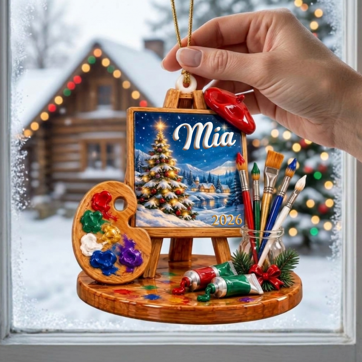 Personalized Artist 3D Relief Acrylic Ornament, Custom Name Painter Christmas Ornament, Art Lover Gift, Paint Palette Easel Holiday Keepsake d76d3720-b970-4631-9875-edae988f7fbe-5.png