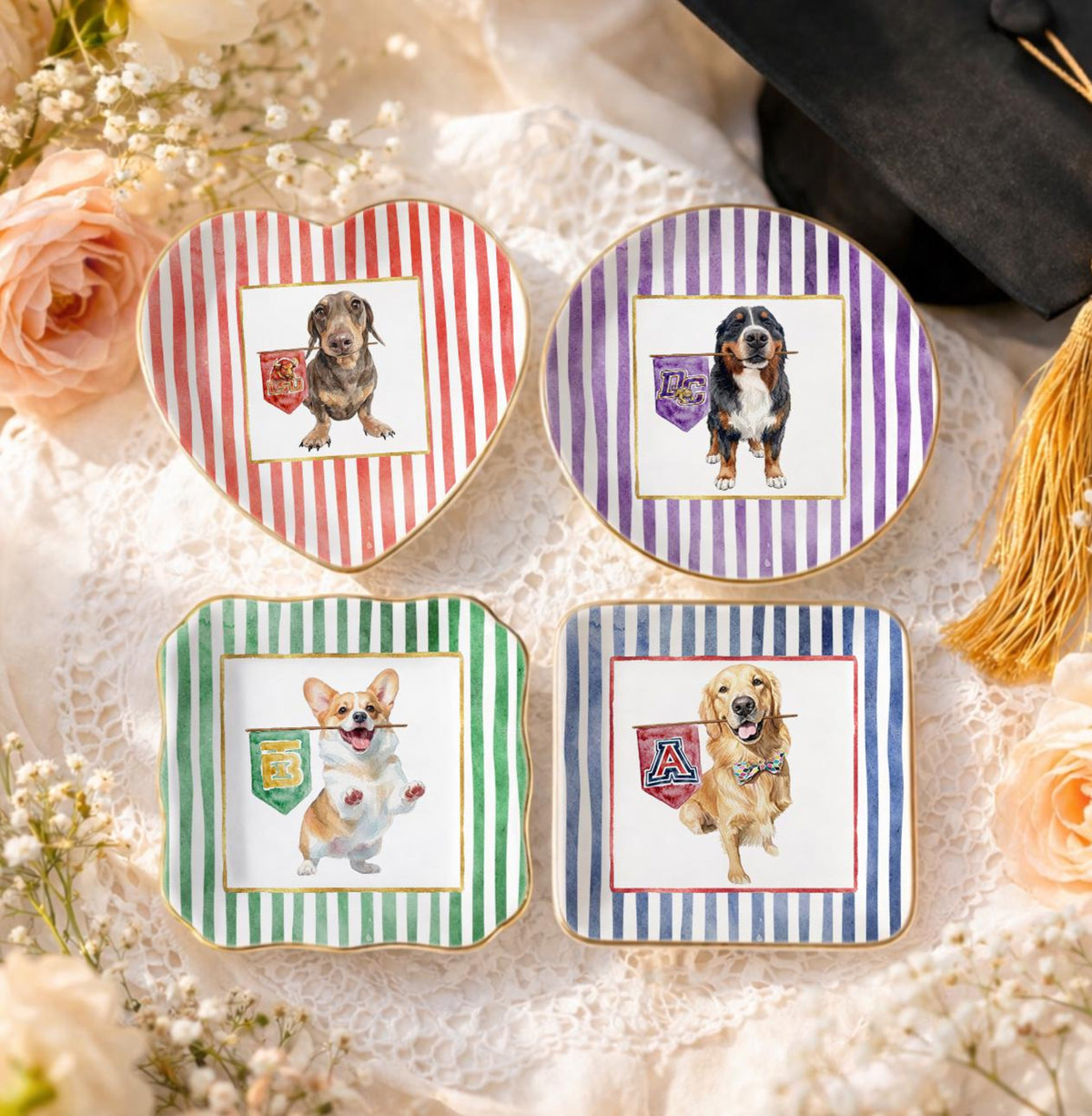 Custom Collegiate Pet Portrait Ring Dish, Graduation Gifts, School Logo Keepsake, Sports Team Pet Jewelry Dish, College Grad Gifts For Her d7982729-dfeb-443d-abd1-b3fa59e5d9ea-1.jpg