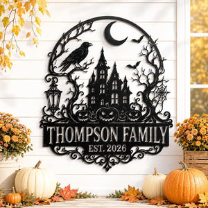 Custom Halloween Metal Sign, Personalized Family Name Haunted House Decor, Spooky Outdoor Porch Sign, Halloween Decoration Wall Art d79e037c-bed5-43fa-9727-d959de543597-gfh-1-.webp