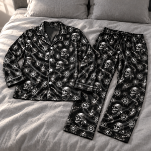 Cool Pirate Skull Pajama Set, Black Satin with Nautical Crossbones Print, Gothic Sleepwear with Pocket, Short & Long Sleeve, Gift For Hims d7a87d8f-46f0-4009-93b3-5b4b3aa7dc72-B-ng-h-i-t-c-kh-ng-t-i-ng-c-3.png