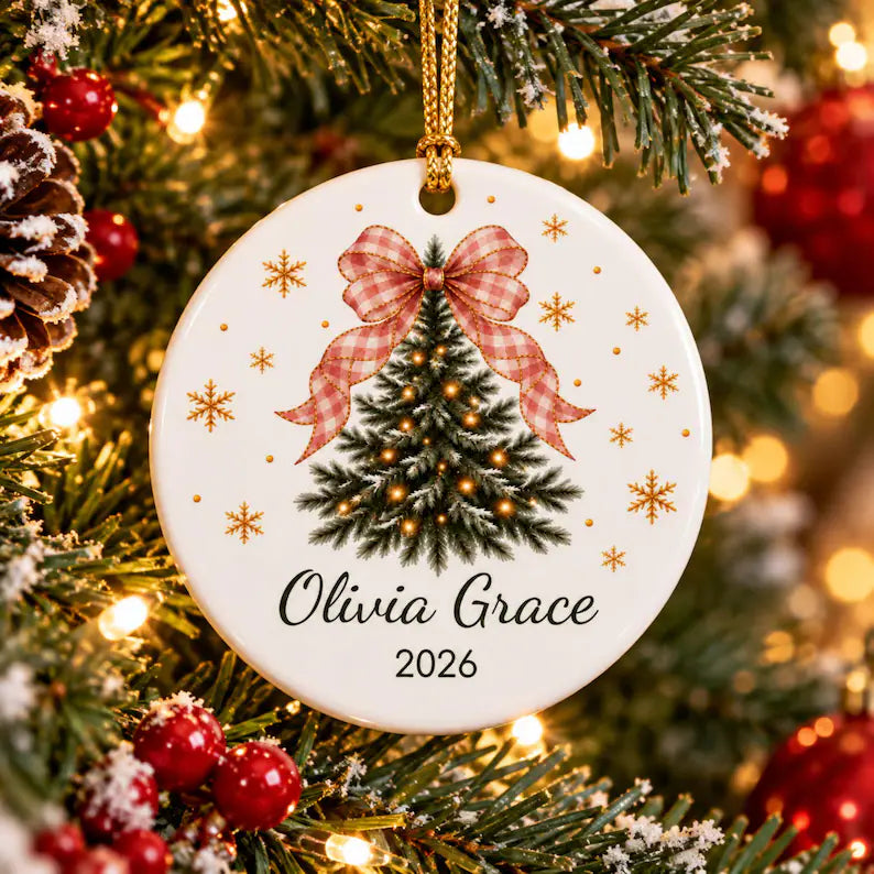 Personalized Girls Christmas Ornament Custom Name Gift, Coquette Christmas Tree Bow, Pink Blue Gingham Ceramic Granddaughter Keepsake d7b52ad0-19df-4d90-ad31-84616f21a44f-dfgdfg-6-.webp