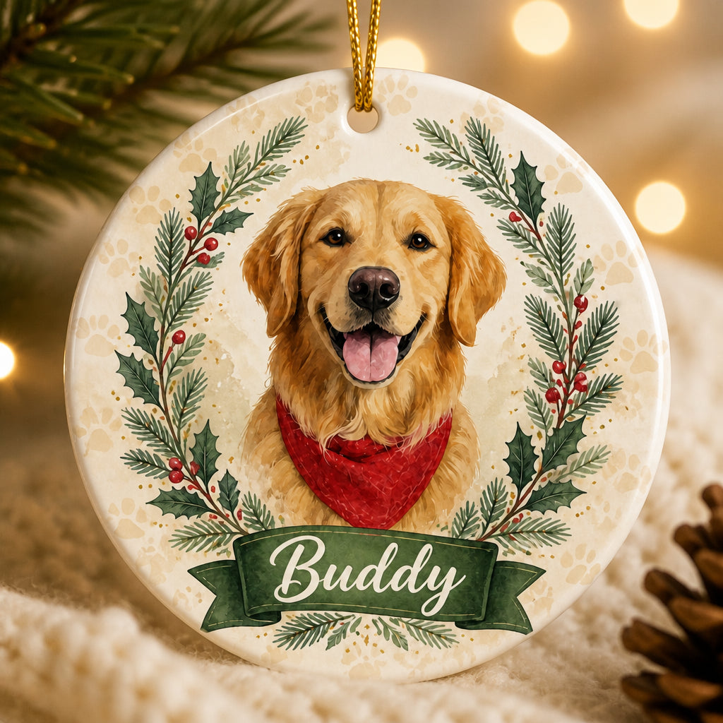 Custom Pet Portrait Name Ornament – Watercolor Wreath - Personalized Ornament d7c0f09b-b01d-4415-94c1-42f02222c8b4.jpg