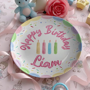 Personalized Birthday Plate, Custom Ceramic Cake Plate with Pastel Candles & Sprinkles, Custom Name Birthday Gift, Keepsake Decor d7d84651-1622-4467-ba89-2121b5431921-8.jpg