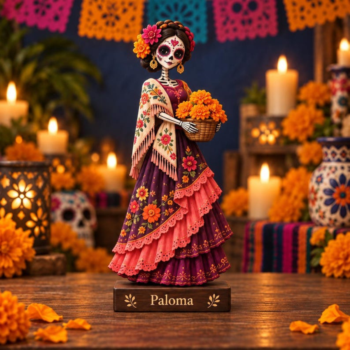 Personalized Day of the Dead Wooden Block, Catrina Figurine Decor, Dia de los Muertos Mexican Folk Art, Ofrenda Decoration, Memorial Gift d7e133c6-60f5-412a-b571-fd71190cf872-7.png