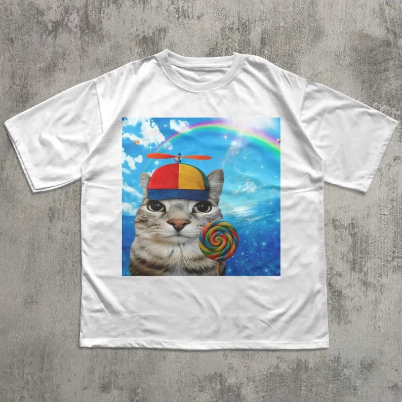Happy Cat Dreamcore T-shirt, Funny Cats Shirt, Brainrot Meme Tee, Silly Kitten Tee, Cat Lover Gifts, Weird Tees, Gen Z Humor Tshirt d7ef0e44-783b-4c0a-aa9e-d13c7fb8407e-de-5-.webp