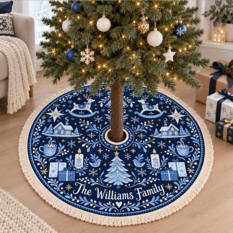 Personalized Blue Folk Art Christmas Tree Skirt: Custom Family Name Fringed Winter Mat, Gift For Family d8099524-8d38-4f61-926d-95d37feca599-il_794xN.8613459707_jykb_converted.png