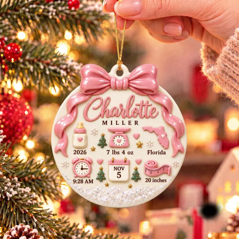 Personalized Baby Birth Stats Christmas Ornament, 3D Relief Acrylic Ornament, Custom Newborn Girl Keepsake, First Christmas Baby Gift d80b26c2-ef99-4383-b41e-becb5ce55ac4--frewsadg-2-.webp